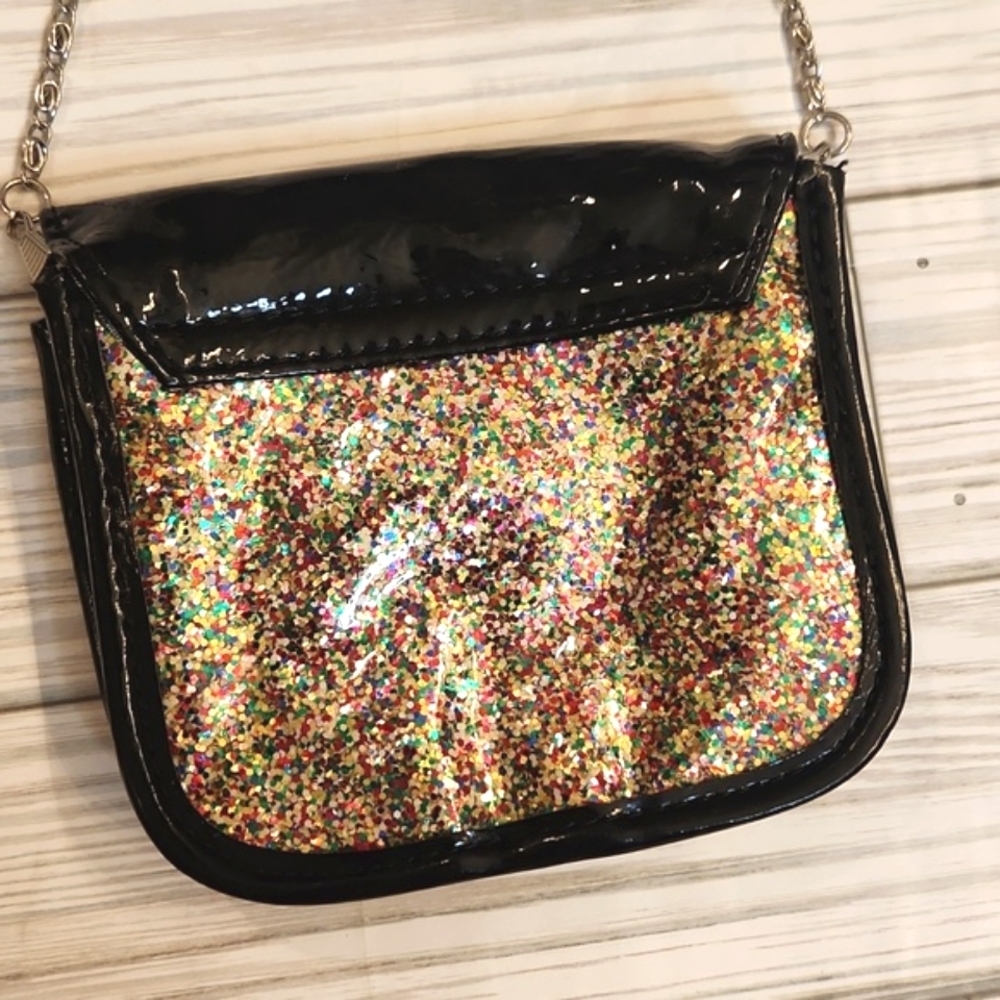 Womens Vintage Y2K Betsey Johnson small black sparkly cros bag with chain strap. - Picture 2 of 12